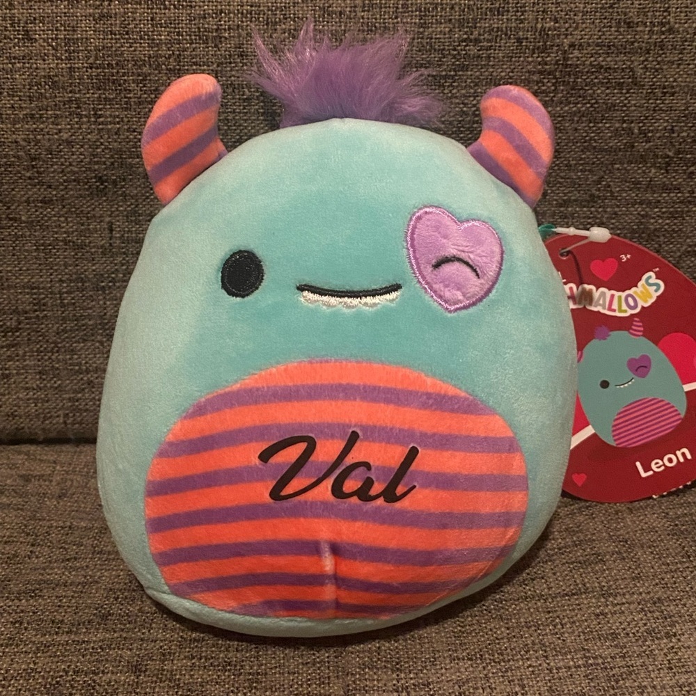 Custom Squishmallow 6 Inch Plush with Name added - Blue Monster Leon
